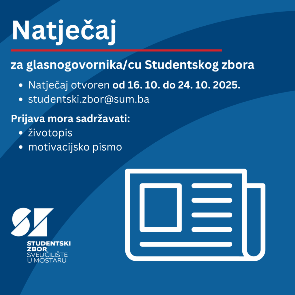 🔸 RASPISUJE SE NATJEČAJ ZA GLASNOGOVORNIKA/ICU 🔸