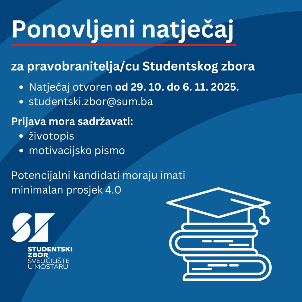 🔶 PONOVLJENI NATJEČAJ ZA STUDENTSKOG PRAVOBRANITELJA / STUDENTSKU PRAVOBRANITELJICU 🔶 🔶 PONOVLJENI NATJEČAJ ZA STUDENTSKOG PRAVOBRANITELJA / STUDENTSKU PRAVOBRANITELJICU 🔶