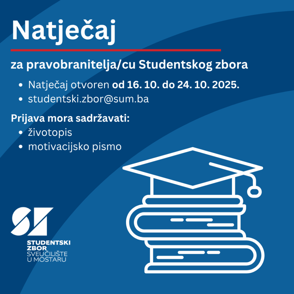 🔶 RASPISUJE SE NATJEČAJ ZA STUDENTSKOG PRAVOBRANITELJA / STUDENTSKU PRAVOBRANITELJICU 🔶
