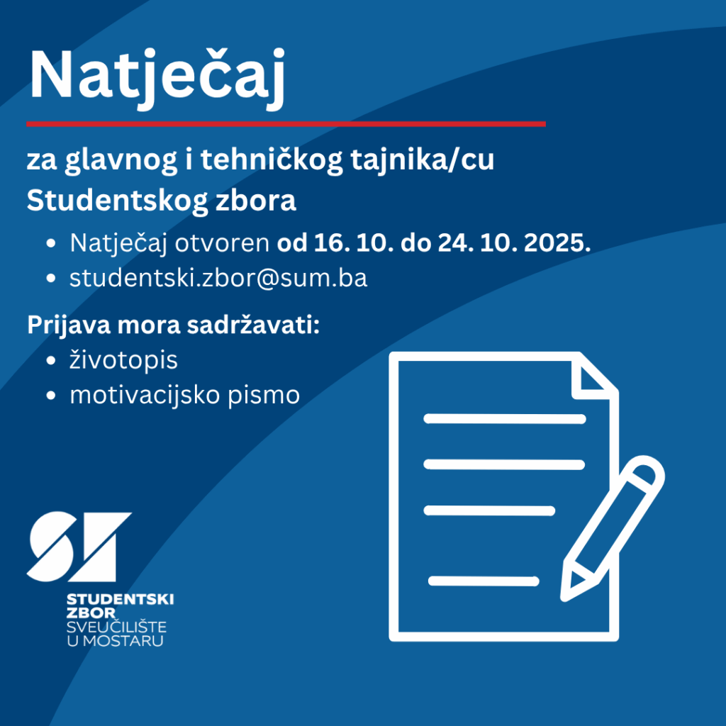 🔶 RASPISUJE SE NATJEČAJ ZA GLAVNOG I TEHNIČKOG TAJNIKA / TAJNICU 🔶