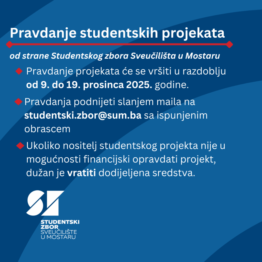 📍 Dostavljamo obavijest o pravdanju studentskih projekata. 📍 Dostavljamo obavijest o pravdanju studentskih projekata.