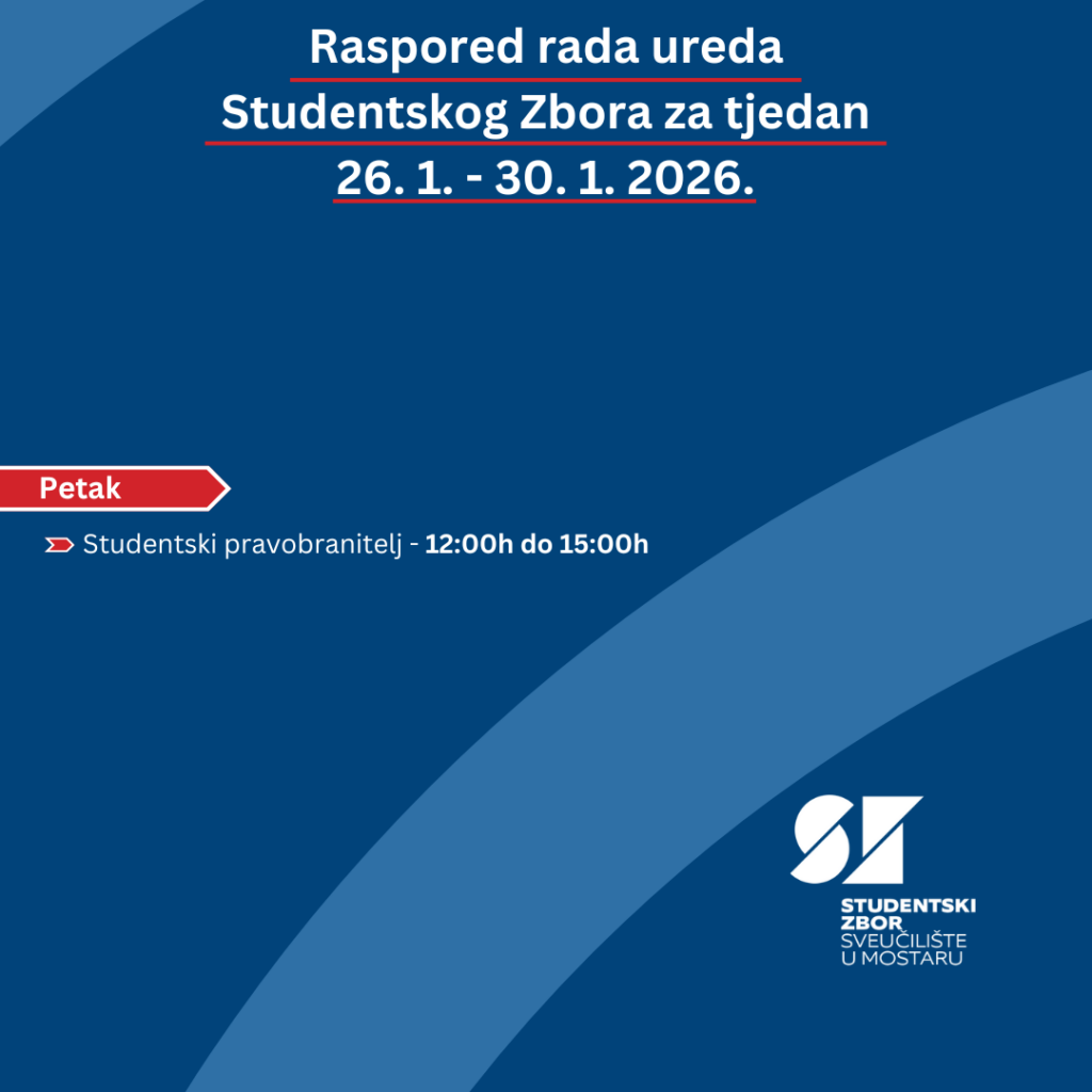 Raspored rada Studentskog zbora