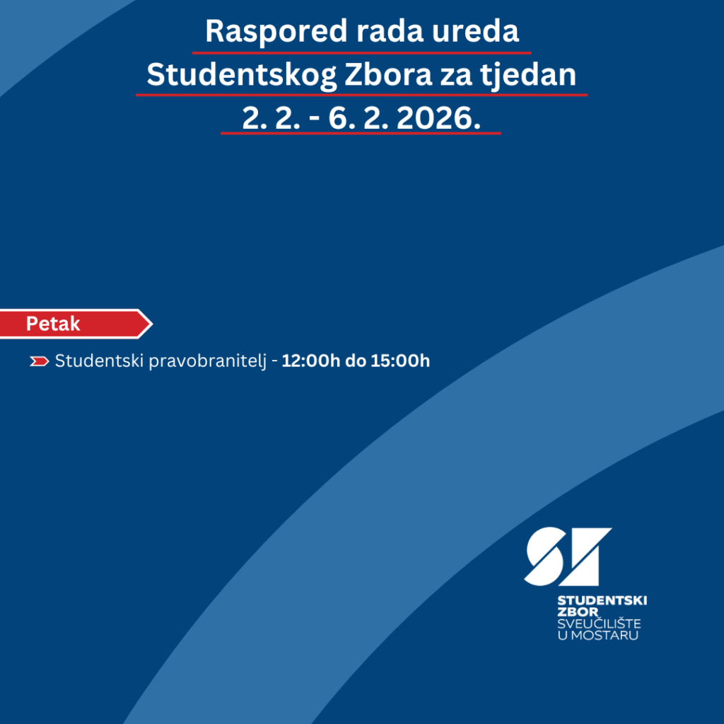 Raspored rada Studentskog zbora