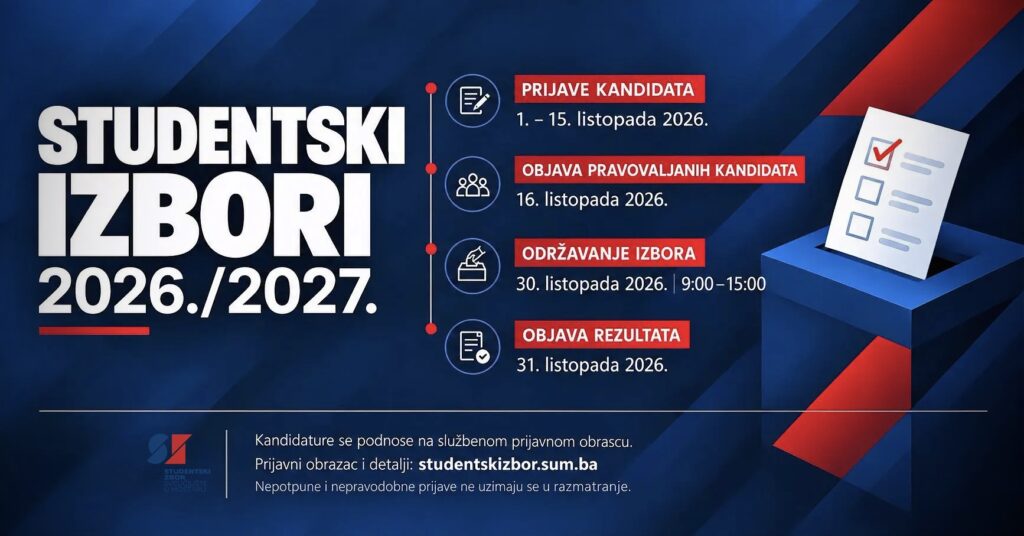 STUDENTSKI IZBORI 2026./2027. – PRIJAVE KANDIDATA OD 1. LISTOPADA STUDENTSKI IZBORI 2026./2027. – PRIJAVE KANDIDATA OD 1. LISTOPADA